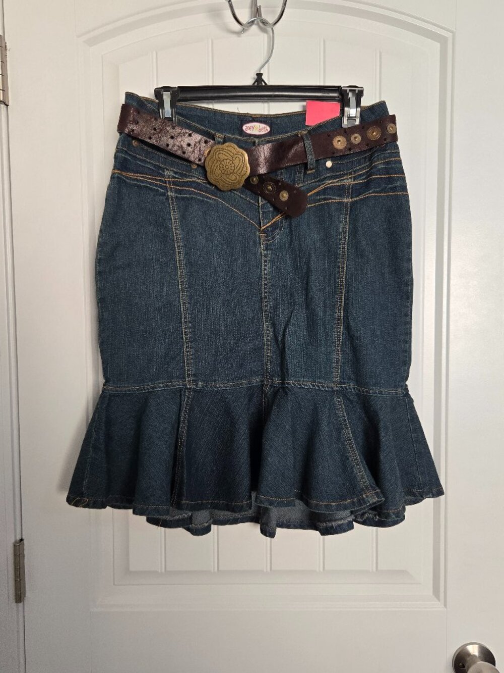Zoey Beth Denim Mermaid/Ruffle Skirt w/ Belt | Size Small | Y2K Boho